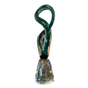 ROBERT PIERINI " Torsade " Importante Sculpture de Verre (70cm), Pied Filigrané, 1995