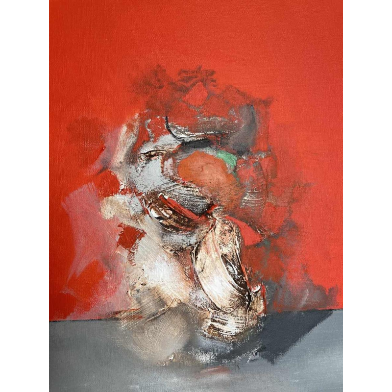 André SPRUMONT (1938-): "The tension of red" 1999 hst 80x70 cm