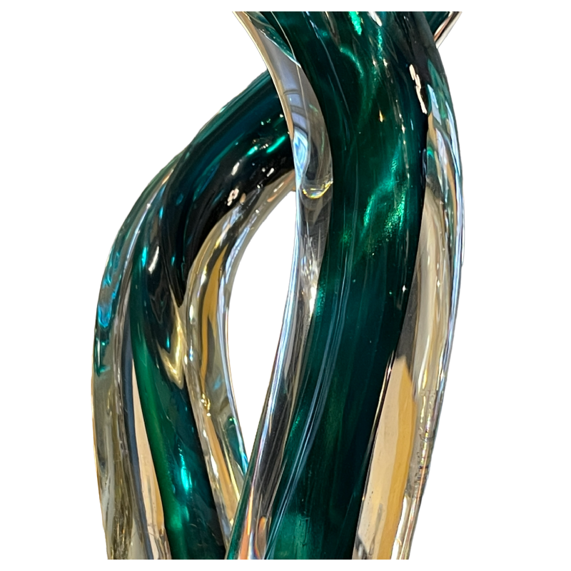 ROBERT PIERINI " Torsade " Importante Sculpture de Verre (70cm), Pied Filigrané, 1995