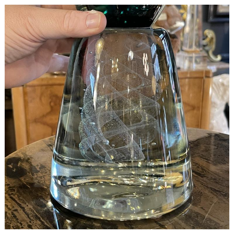 ROBERT PIERINI " Twist " Large Glas Sculptuur (70cm), Filigraan Voet, 1995