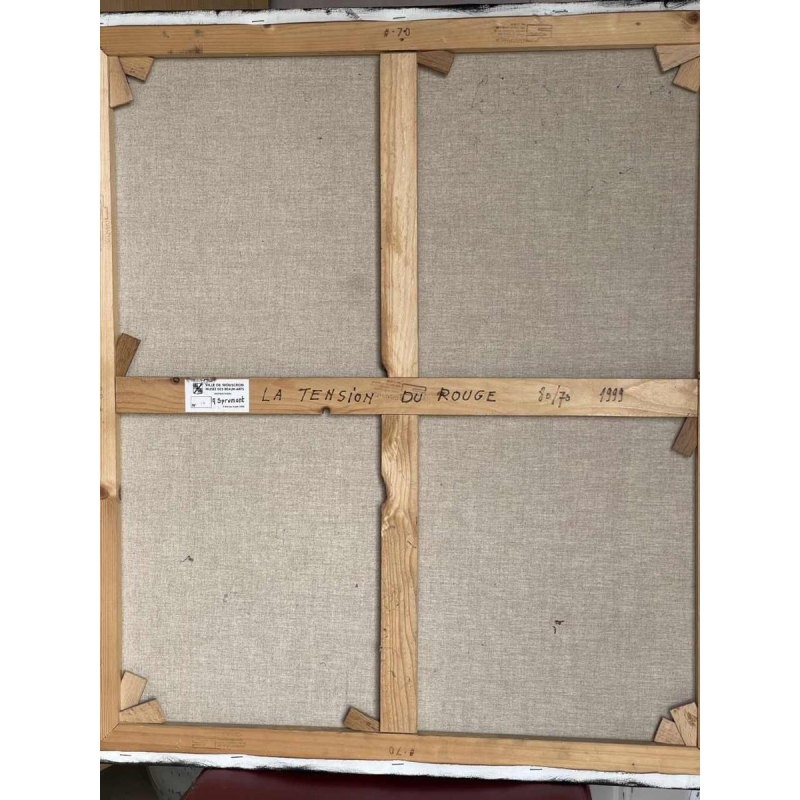 André SPRUMONT (1938-): "The tension of red" 1999 hst 80x70 cm