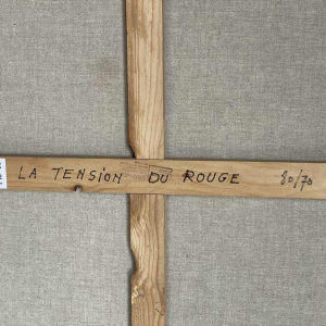 André SPRUMONT (1938-): "The tension of red" 1999 hst 80x70 cm