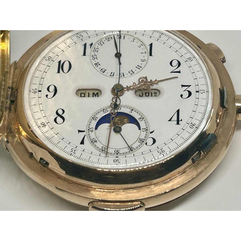 Le Phare, triple calendar chronograph, moon phase and repeater in 18k gold