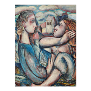 Marcel HOCQ (1933-2021): « De ontmoeting » schilderij olie op paneel