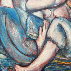 Marcel HOCQ (1933-2021): « De ontmoeting » schilderij olie op paneel