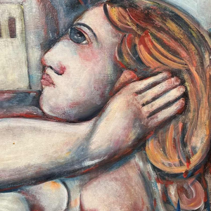 Marcel HOCQ (1933-2021): "The meeting » painting oil on panel