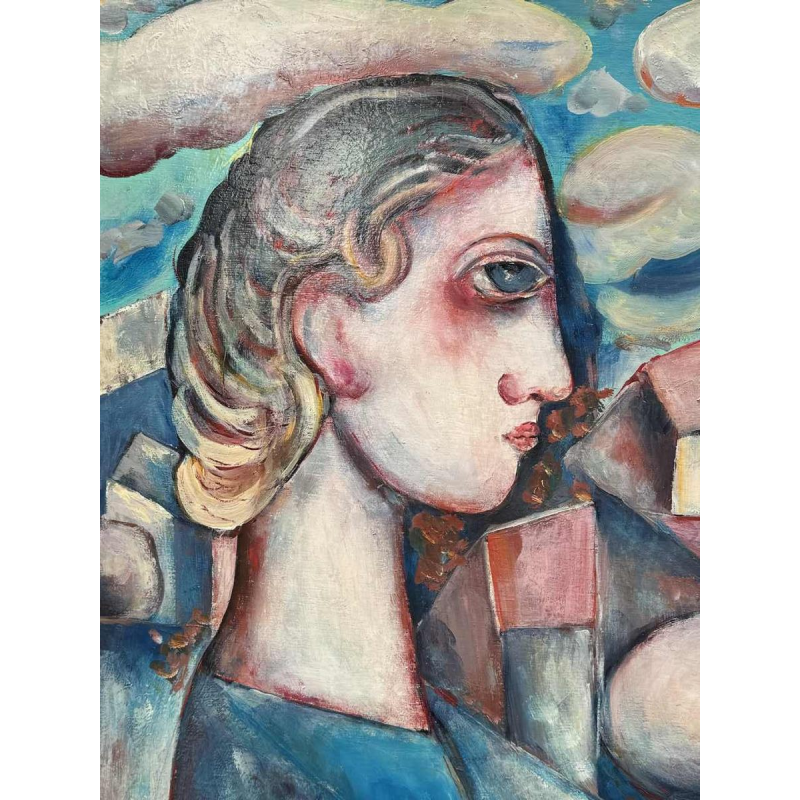 Marcel HOCQ (1933-2021): "La rencontre » peinture huile sur panneau