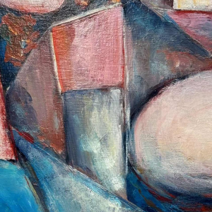 Marcel HOCQ (1933-2021): "La rencontre » peinture huile sur panneau