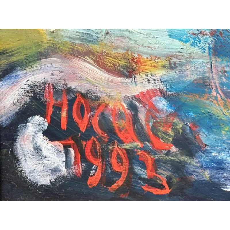 Marcel HOCQ (1933-2021): "La rencontre » peinture huile sur panneau