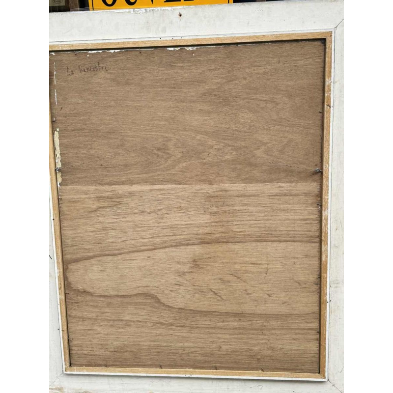 Marcel HOCQ (1933-2021): "La rencontre » peinture huile sur panneau