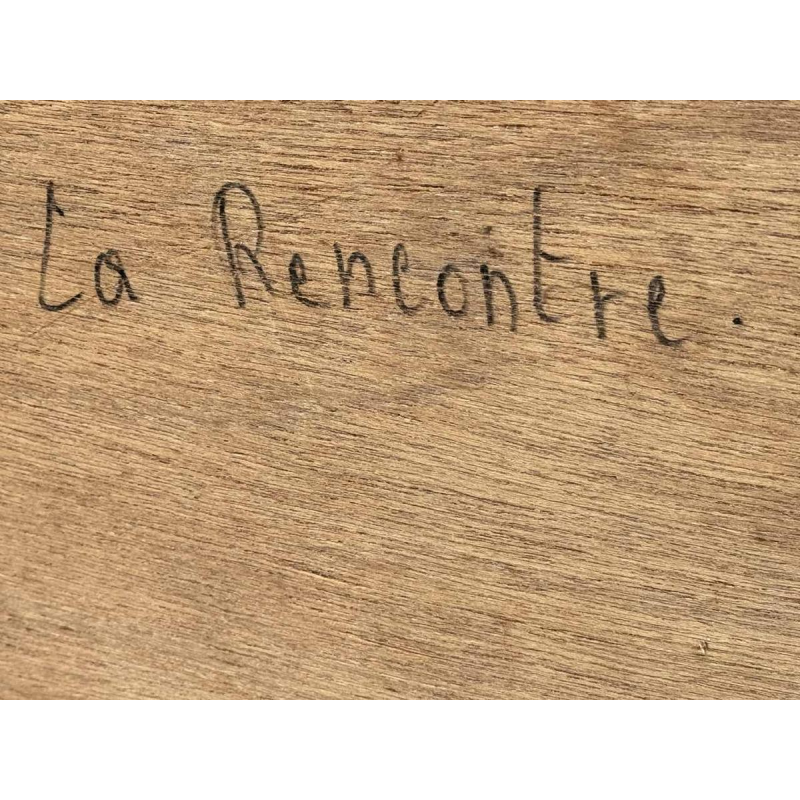 Marcel HOCQ (1933-2021): "La rencontre » peinture huile sur panneau