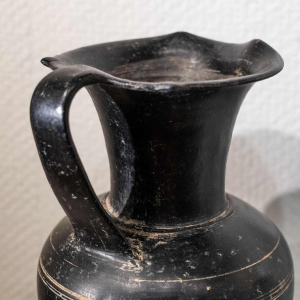 Large black ceramic oenochoe Bucchero Nero, Etruria, late 7th to early 6th century BC