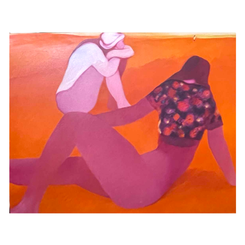LUC PEROT "Bord de mer" peinture / tableau huile sur toile 1977