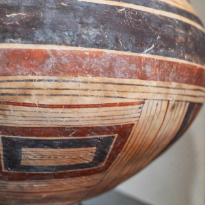 Olla with spherical fox heads, terracotta, Daunia 6th century BC