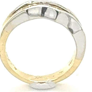 Tweekleurig goud ring met baguette diamanten