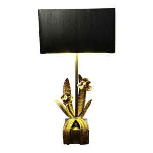 Maison Charles, paar Hollywood Regency gebloemde lampen in verguld brons