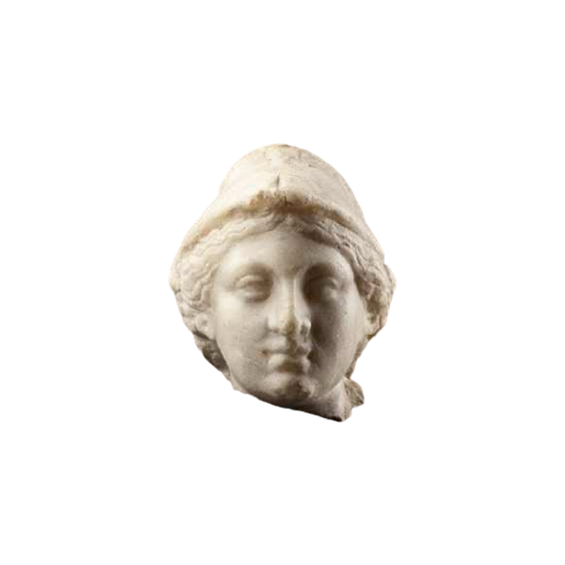 "La déesse Minerve" sculpture tête en marbre, époque romaine