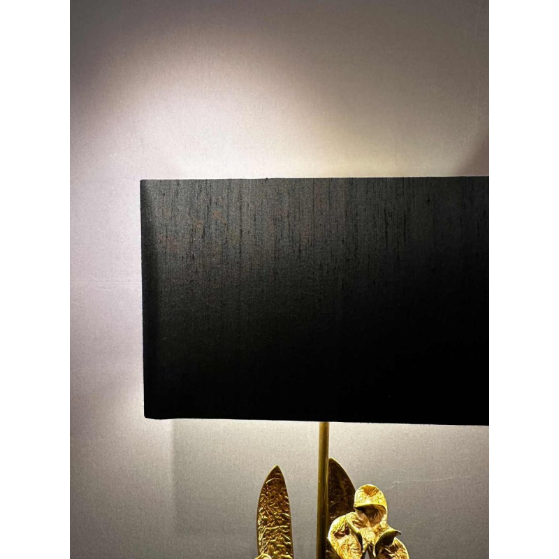 Maison Charles, pair of Hollywood Regency floral lamps in gilt bronze