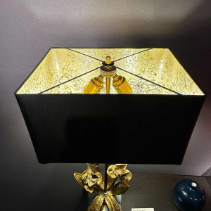 Maison Charles, pair of Hollywood Regency floral lamps in gilt bronze