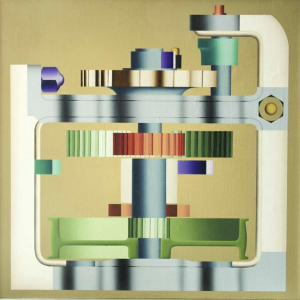 Roger Nellens - Oil on canvas "Le cyclope" Imaginary Machines painting, 1977
