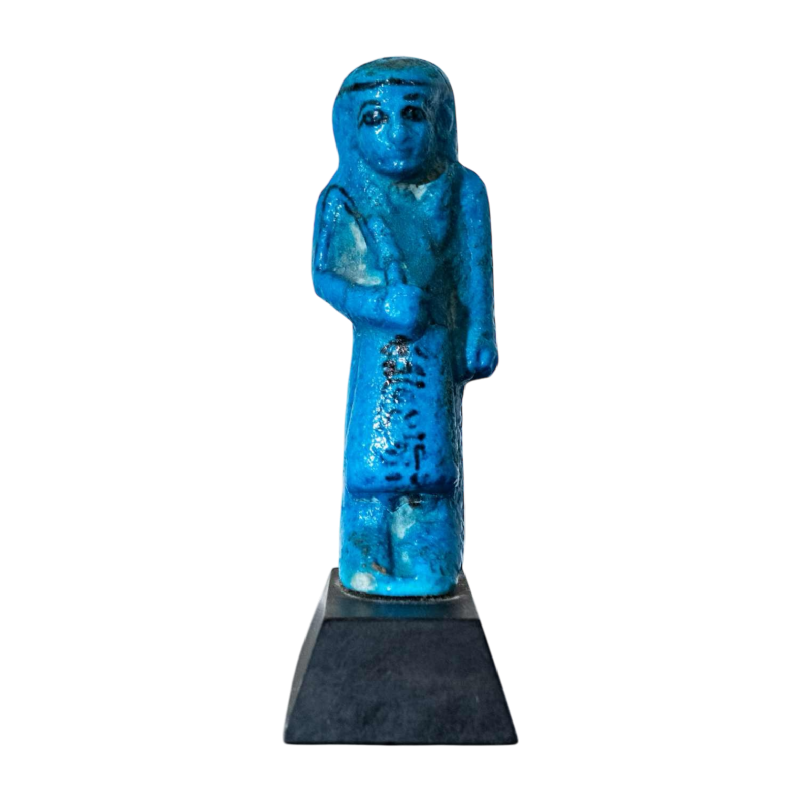 Ouchebti contremaître en faïence bleu cobalt au nom de Djed-Khonsou-iouf-Ânkh, ca 1080 – 945 av. J.-C