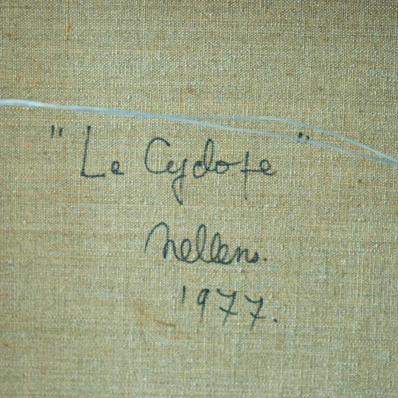 Roger Nellens - Oil on canvas "Le cyclope" Imaginary Machines painting, 1977