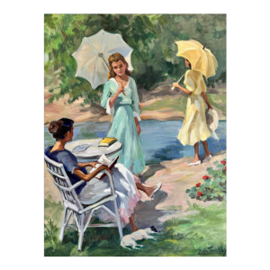 Ellen de TOMBAY (1918-1998): « Onderbroken lezen » schilderij olie op doek