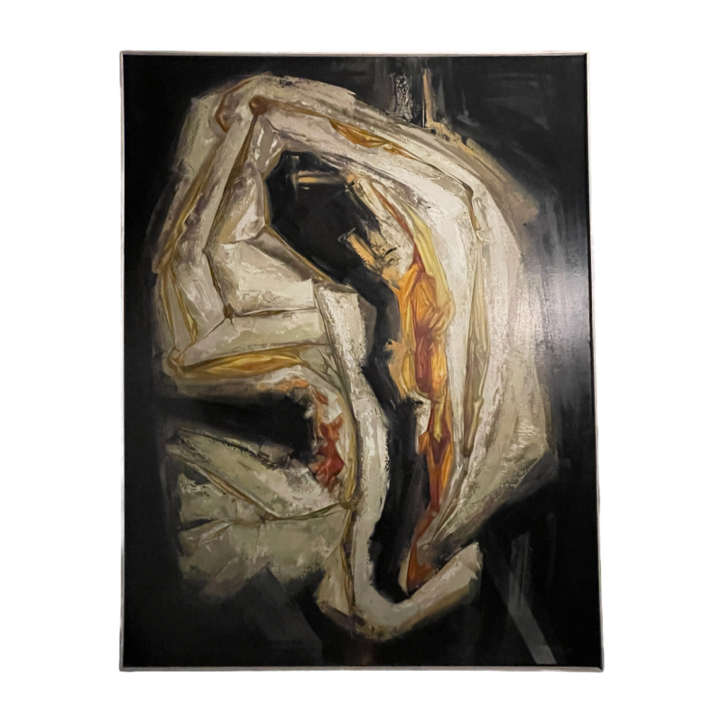 GILBERT AUQUIERE, Tableau " Nocturne XX " Grande huile sur toile abstraite 1963