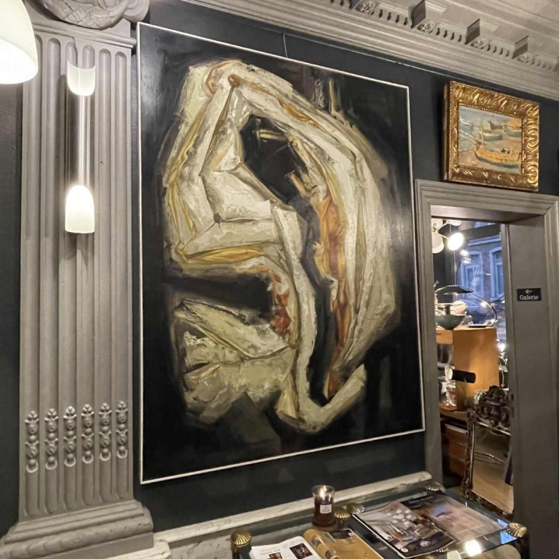 GILBERT AUQUIERE, Tableau " Nocturne XX " Grande huile sur toile abstraite 1963