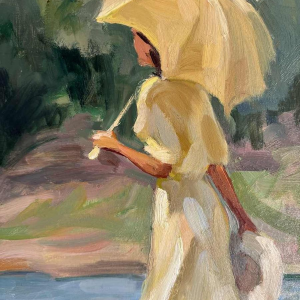 Ellen de TOMBAY (1918-1998): « Onderbroken lezen » schilderij olie op doek