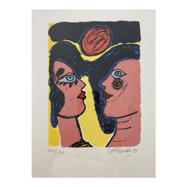 Corneille 'Face-à-face' litho genummerd 200/200, gedateerd 1991