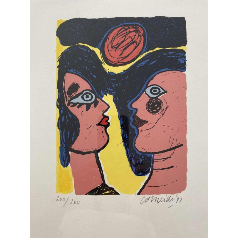 Corneille 'Face-à-face' litho genummerd 200/200, gedateerd 1991