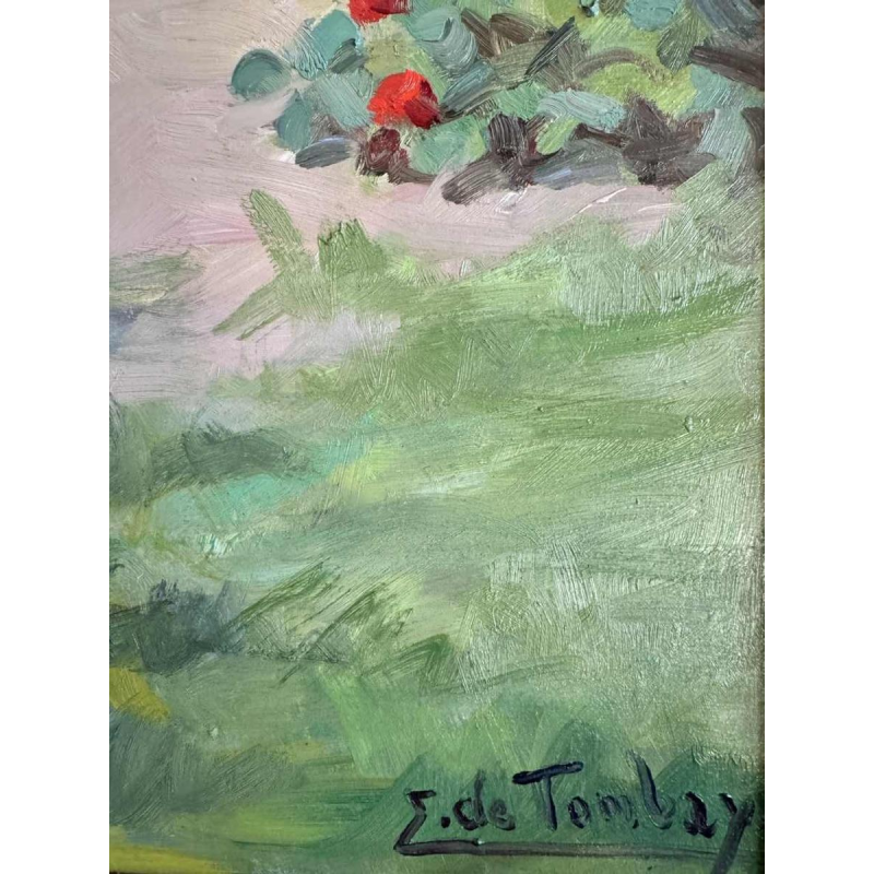 Ellen de TOMBAY (1918-1998): « Onderbroken lezen » schilderij olie op doek