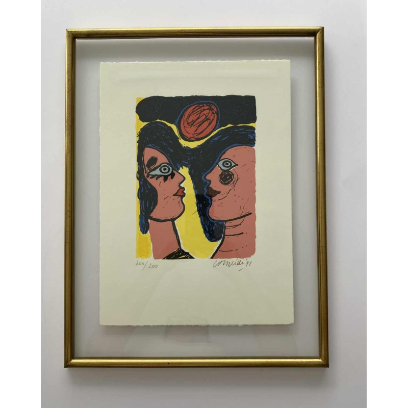 Corneille 'Face-à-face' lithogravure numérotée 200/200, datée 1991