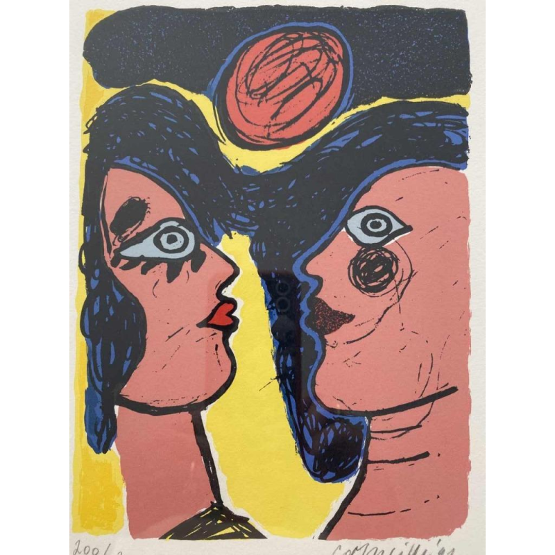 Corneille Face-à-face lithograph numbered 200/200, dated 1991