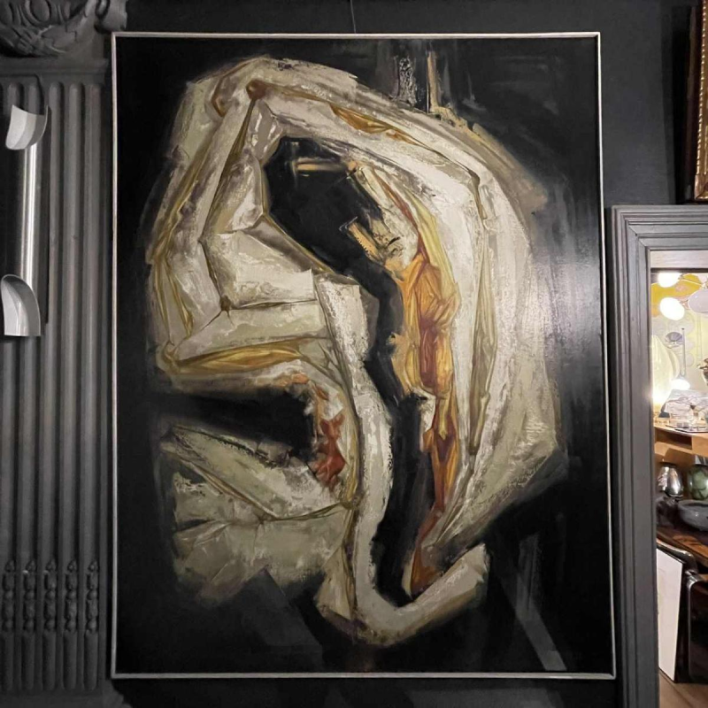 GILBERT AUQUIERE, Schilderij "Nocturne XX" Groot abstract olieverf op doek 1963