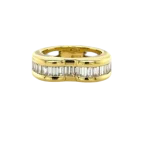 Bague or jaune avec diamants baguette