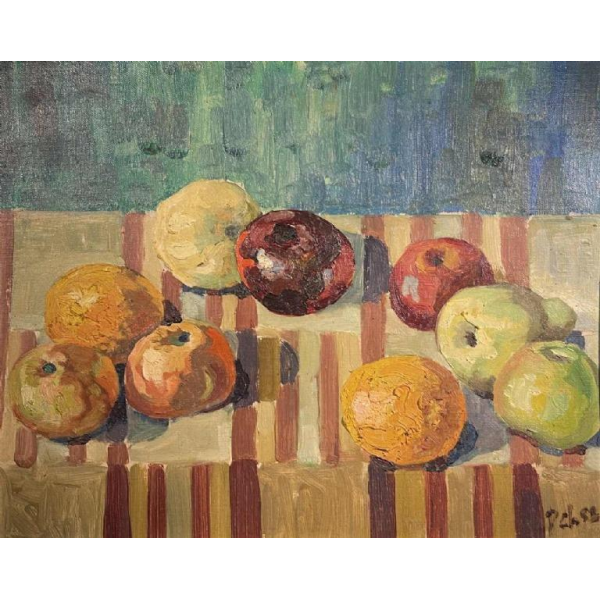 Prosper Chalon, Tableau "Nature morte aux fruits", Huile sur Toile 1952
