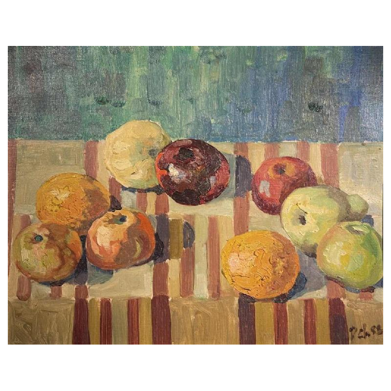Prosper Chalon, Tableau "Nature morte aux fruits", Huile sur Toile 1952