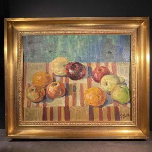 Prosper Chalon, Painting " Still Life with Fruits " Oil on Canvas 1952
