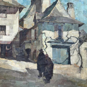 Camille BARTHELEMY (1890-1961): « Couple in a village in Aveyron »
