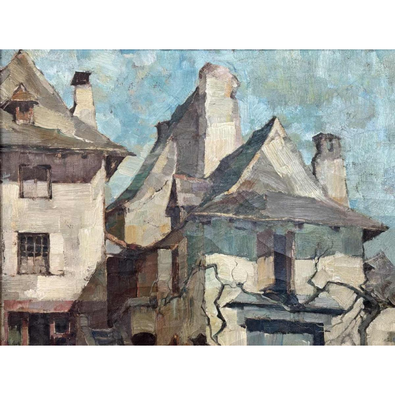 Camille BARTHELEMY (1890-1961): « Couple dans un village en Aveyron »