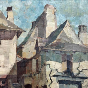 Camille BARTHELEMY (1890-1961): « Couple in a village in Aveyron »