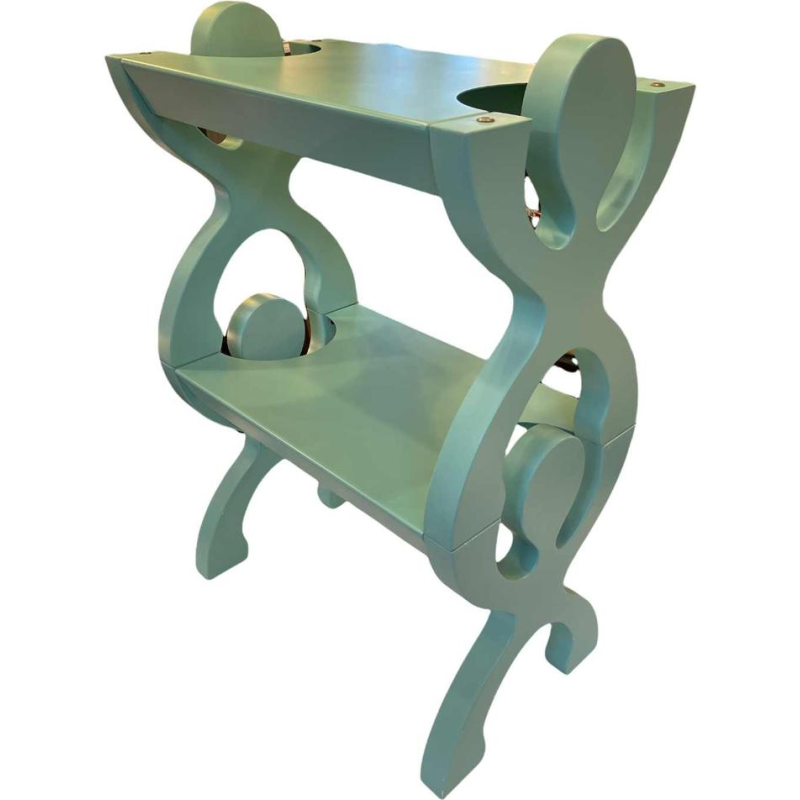 Pair Green Bedsides Table Stools Shelves Memphis Anthropomorphic Style 1980s