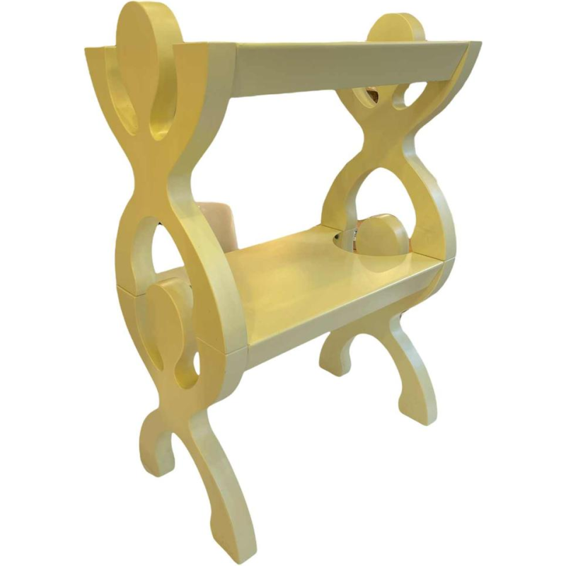 Paar Geel Nachtkastjes Krukjes Planken Tafle Memphis Antropomorfe Stijl 1980s