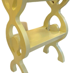 Pair Yellow Bedsides Table Stools Shelves Memphis Anthropomorphic Style 1980s