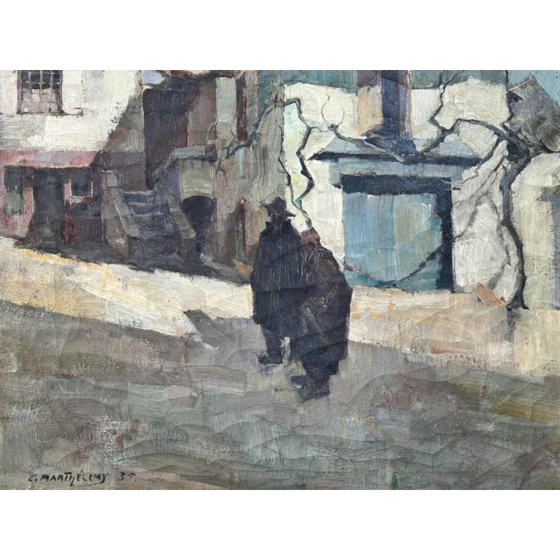 Camille BARTHELEMY (1890-1961): « Couple dans un village en Aveyron »