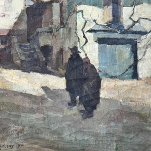 Camille BARTHELEMY (1890-1961): « Couple in a village in Aveyron »