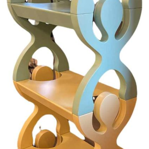 Paar Groene Nachtkastjes Krukjes Planken Tafle Memphis Antropomorfe Stijl 1980s