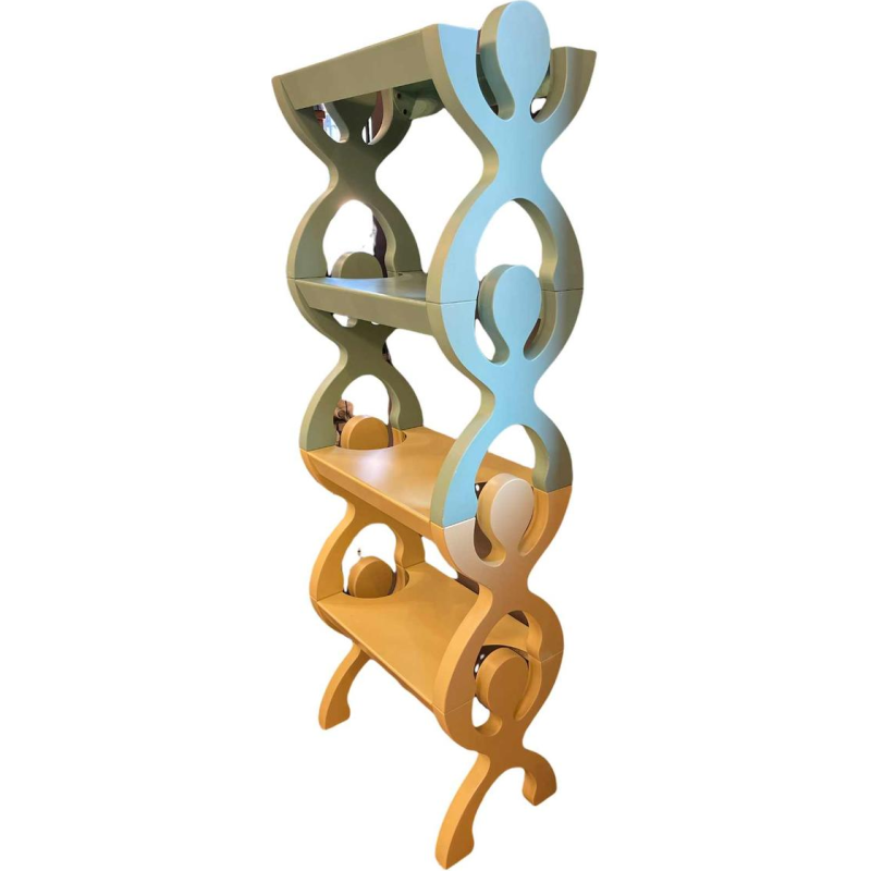 Paire Chevets Tabourets Etagères Tables Jaune Style Memphis Anthropomorphe 1980